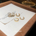 Gold Tone Crystal Bow and Pearl Ear Cuff Jewelry Set view 2