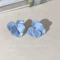 Dimensional Flower Petal Stud Earrings In Red And Blue view 7