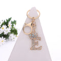 Crown Initial Letter Rhinestone Keychain Gold Tone Letters A-Z view 9