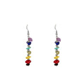 Gold and Silver Multicolor Chip Bead Long Hook Earrings view 6