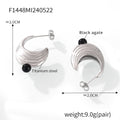 Ribbed Crescent Stud Earrings Gold Or Steel Pearl Or Black Agate view 8