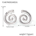 Spiral Swirl Stud Earrings Gold Steel Two-Tone Metal view 7