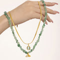 Gold Snake Chain Aquamarine Pendant Green Stone Whale Tail view 4