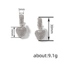 Pave Heart Drop Hinged Hoop Earrings In Gold And Silver Tones view 4
