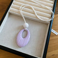 Pastel Oval Textured Pendant Necklace in Four Soft Colors view 7