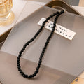 Black Pearl Look Round Bead Strand Necklace in Two Sizes view 7