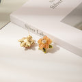 Orange Translucent Flower Crystal Look Stud Earrings view 2