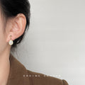 Gold Asymmetric Baroque Pearl And Crystal Disc Stud Earrings view 3