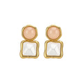 Geometric Resin Stud Earrings in Pink and Ivory Designs view 5
