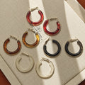 Black and Brown Translucent Oversized Chunky Hoop Earrings view 1