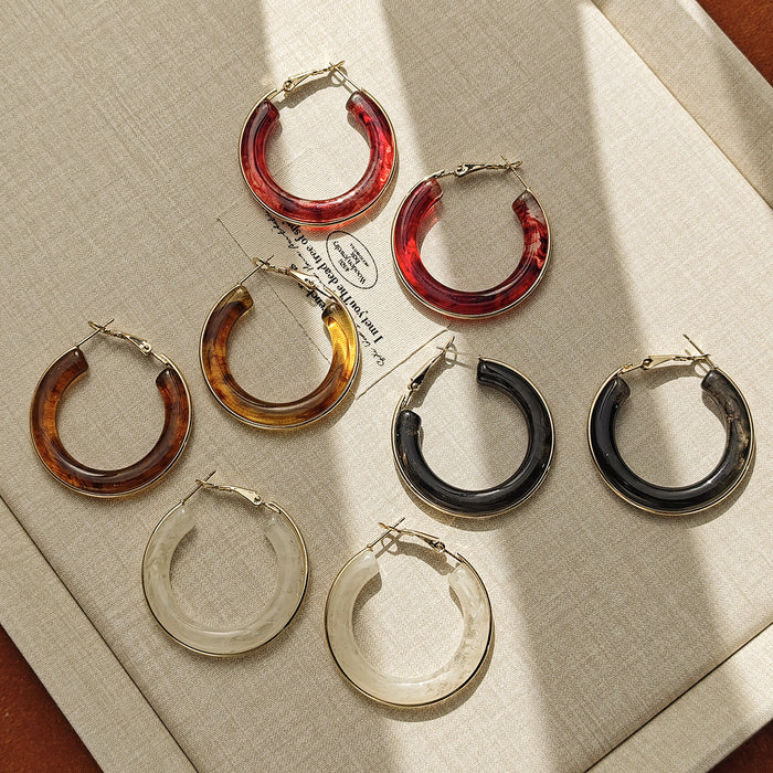 Black and Brown Translucent Oversized Chunky Hoop Earrings