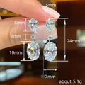 White Metal Pear Oval Clear Stone Dangle Drop Earrings view 4