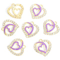 Crystal Double Heart Charms in Six Colors and Two Metal Tones view 11