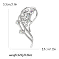 Crystal Curved Leaf Brooch with Polished Metal and Decorative Accents view 6