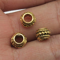 Ribbed Rope Large Hole Spacer Beads in Three Antique Tones view 6