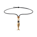 Corded Matte and Polished Fish Pendant Necklaces Statement Jewelry view 5