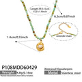 Green Natural Stone Bead Necklace Gold Pearl Pendant Stainless view 6