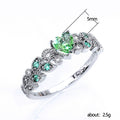 Silver Heart CZ Floral Side Stone Band Ring Multi Color view 5