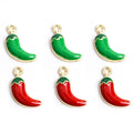 Red and Green Chili Pepper Enamel Charms in Two Tones view 5