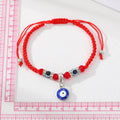 Silver Tone Blue Evil Eye Bead Red Cord Bracelets with Four Charms view 5