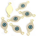 Rhinestone Evil Eye Two Loop Connector Charms in Two Finishes view 6