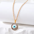 Gold Tone Small Round Resin Evil Eye Pendant Necklaces view 7