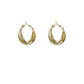 Gold Multi Band Twisted Hoop Earrings Geometric Ribbed Hoops view 5