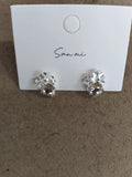 Crystal Flower and Round Gem Stud Earrings in Two Colors view 6