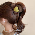 Brown Fur Heart Claw Clips Felt Centers Four Colors view 4