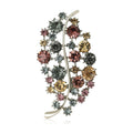 Multicolor Crystal Oval Leaf Brooch with Curved Stem view 1