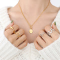 Gold OT Toggle Clasp Beloved Round Disc Chain Necklace view 1