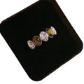 Brown Crystal Oval Open Band Ring Decorative Jewelry Design view 5