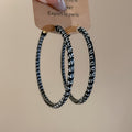 Black Hoop Earrings with White and Black Lettered Edges view 6