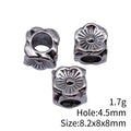 Antique Silver Four Sided Daisy Flower Large Hole Bead view 3