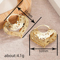 Gold Tone Hollow Heart Filigree Hoop Clip Earrings Pair view 3