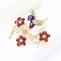 Bird on Flowering Branch Brooch with Pearl Accent in Two Colors view 3