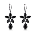 Silver Tone Crystal Flower Drop Openwork Crystal Five Designs Metal Dangle Earrings view 9