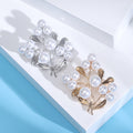 Pearl Berry Branch Brooch Gold or Silver Metal Leaves view 3