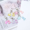 Iridescent Transparent Bunny and Star Clip Keychains in Five Colors view 1