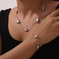 Puffed Heart Snake Chain Necklace Bracelet Gold Silver Titanium Steel view 3