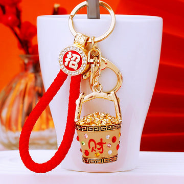 Fortune Bucket and Mixed Auspicious Charm Keychains in Forty-Four Options