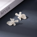 White Translucent Petal Cluster Pearl Look Stud Earrings view 4