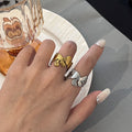 Engraved Butterfly Open Band Ring in Silver Tone or Gold Tone view 1