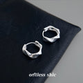 Silver Irregular Twisted Geometric Mini Hoop Earrings view 1