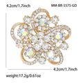 Openwork Rhinestone Flower Brooch Gold or Silver Metal Pin Brooch view 6