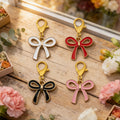 Enamel Bow Ribbon Charm Gold Lobster Clasp Four Colors view 4