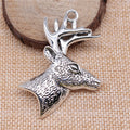 Detailed Deer Head Pendant Charm in Antique Silver and Antique Bronze Metal view 2
