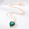 Gold Tone Faceted Heart Crystal Pendant Necklaces in Eight Colors view 5