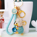 Jeweled Lamb Holding a Gem Keychains in Three Colors with Loop Options view 3