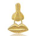 Gold Tone Nose and Lips Dangle Brooch with Textured Linework view 5